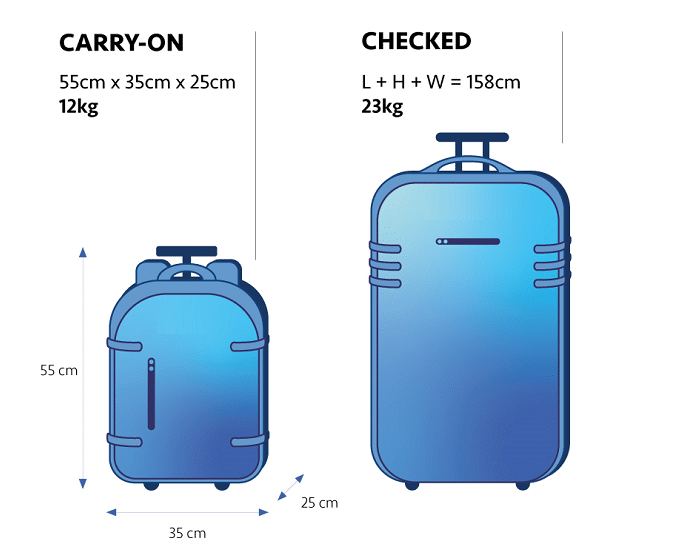 Egyptair checked and Carry-on bag size