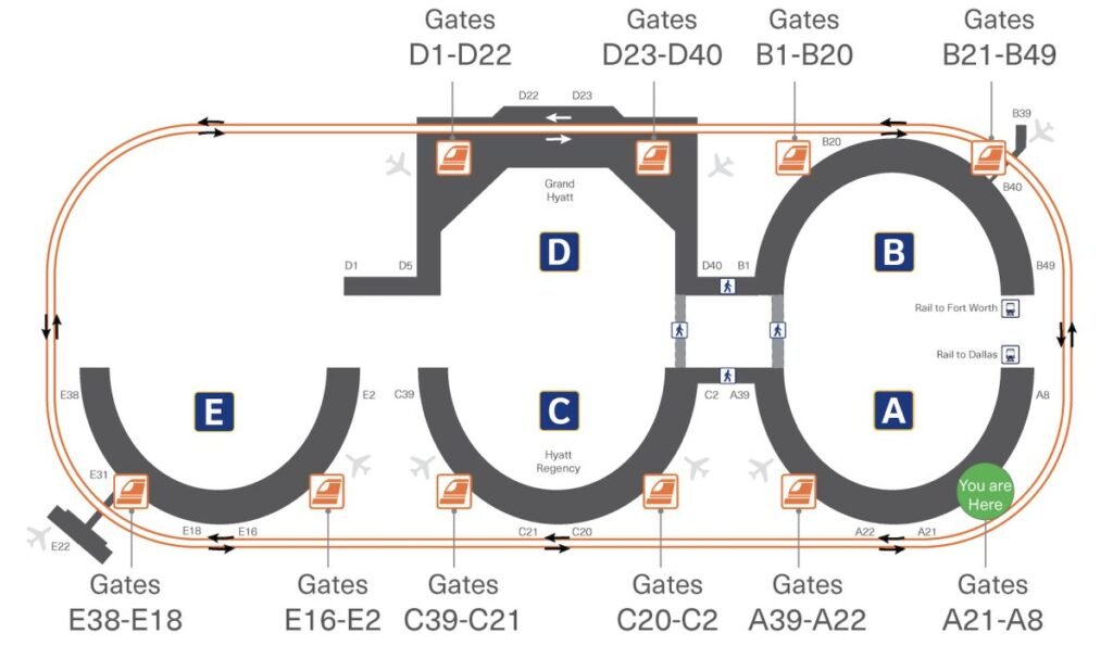 Image of Fort Worth Airport Dallas map