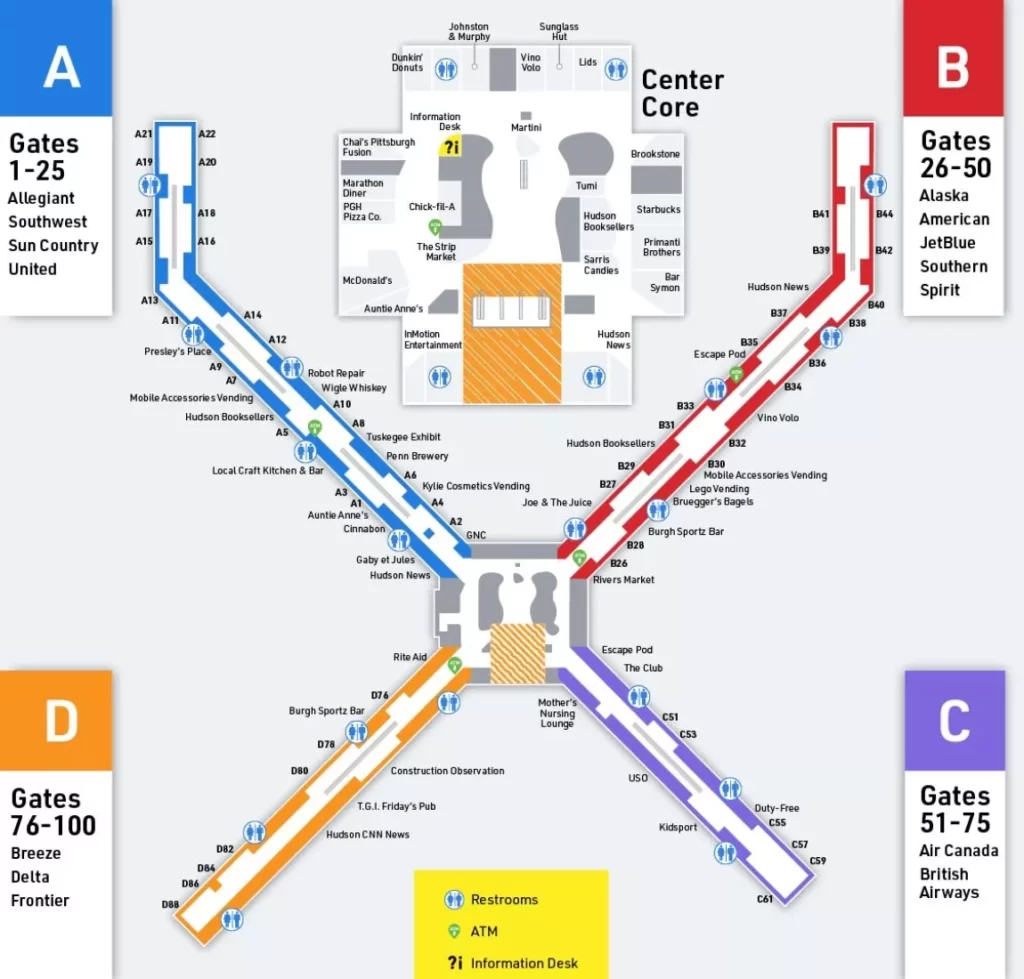 AirPolicyGuide-map of pittsburgh international airport